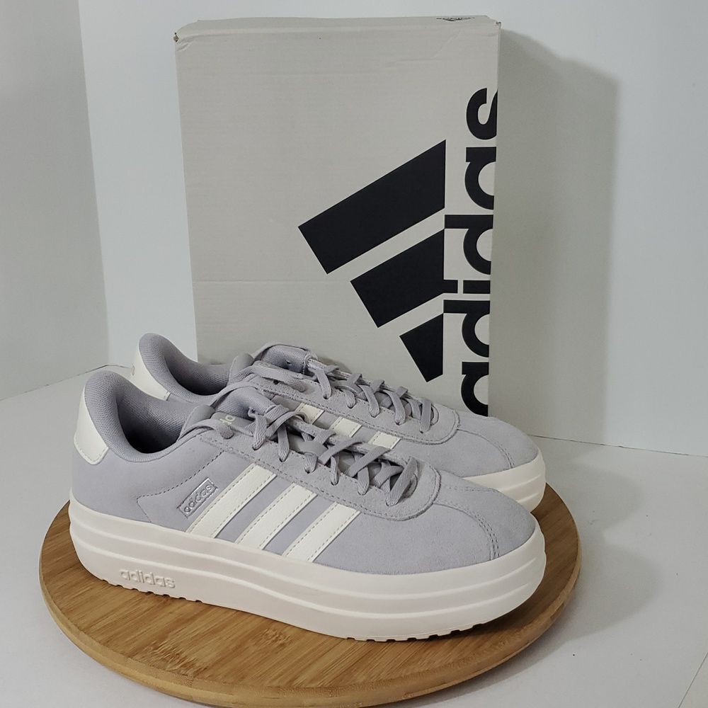 Adidas VL Court Bold Grey Off White Suede Skateboarding Sneakers W 10 NIB